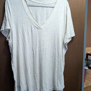 Market & Spruce Erin Overlap V-Neck Knit Tee, XXL, Off-white